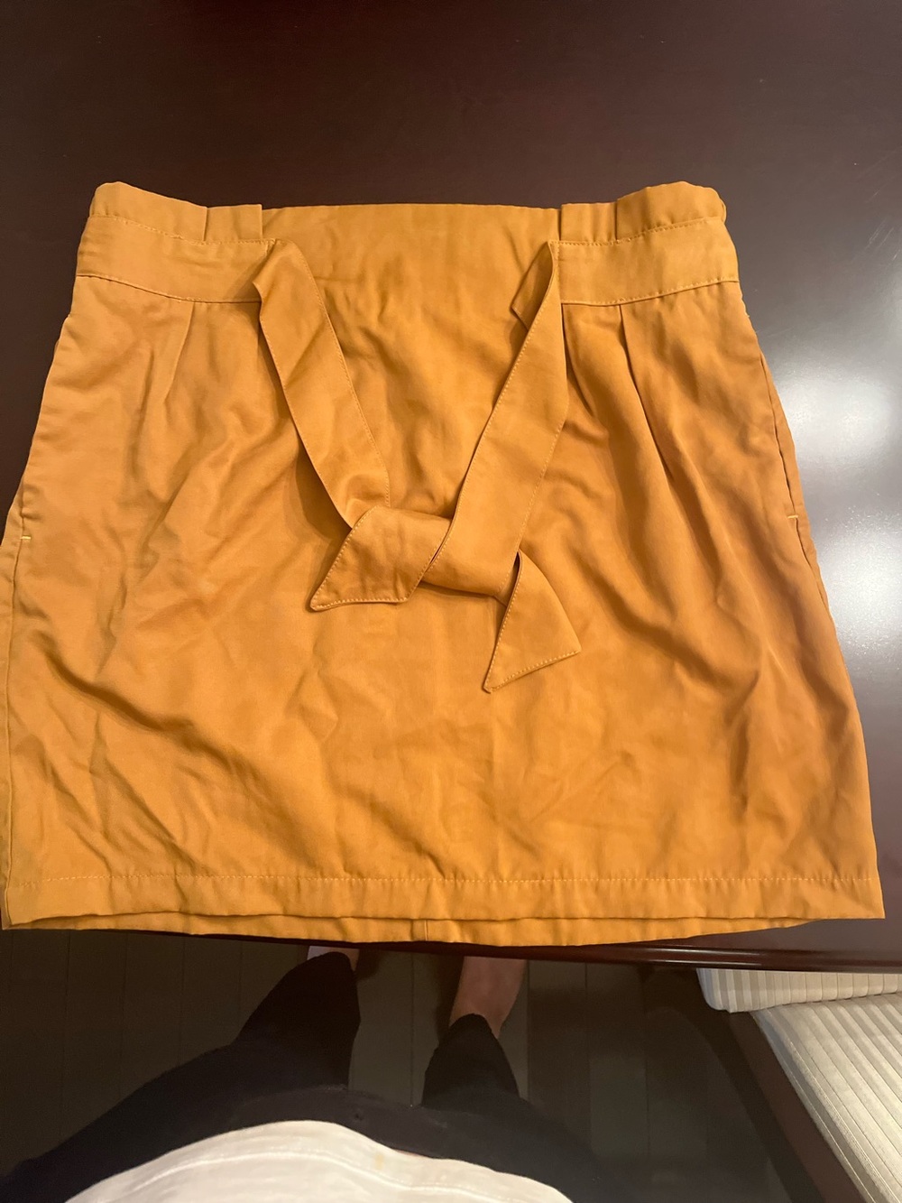 Dynamite Mustard Tie-Waist Mini Skirt